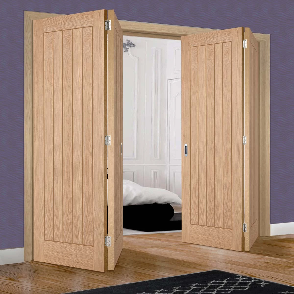 Four Folding Doors & Frame Kit - Belize Oak 2+2 Folding Door - Prefinished 2 Four Folding Doors & Frame Kit - Belize Oak 2+2 Folding Door - Prefinished - Image 2