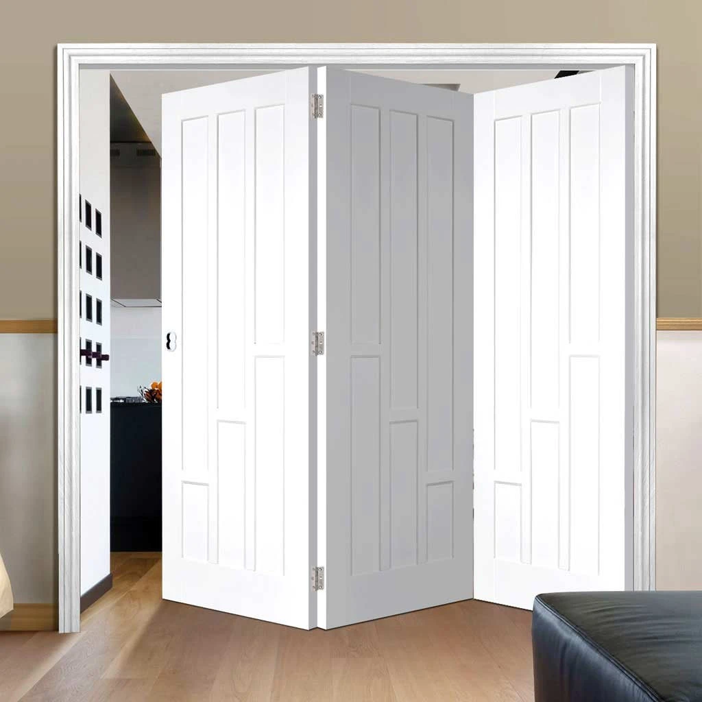 Three Folding Doors & Frame Kit - Coventry 3+0 Folding Panel Door - White Primed 2 Three Folding Doors & Frame Kit - Coventry 3+0 Folding Panel Door - White Primed - Image 2