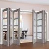 Six Folding Doors & Frame Kit - Vancouver Light Grey 3+3 - Clear Glass - Prefinished