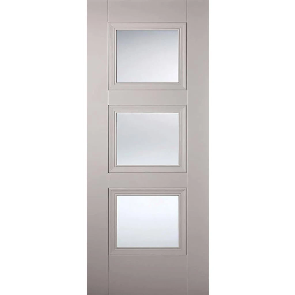 Premium Single Sliding Door & Wall Track - Arnhem Grey Primed Door - Clear Glass - Unfinished 2 Premium Single Sliding Door & Wall Track - Arnhem Grey Primed Door - Clear Glass - Unfinished - Image 2