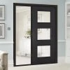ThruEasi Black Room Divider - Antwerp 3 Pane Primed Clear Glass Unfinished Door With Full Glass Side
