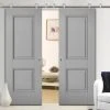 Sirius Tubular Stainless Steel Sliding Track & Arnhem 2 Panel Grey Primed Double Door - Unfinished