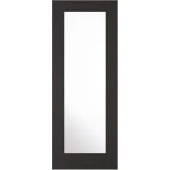 Double Sliding Door & Wall Track - Diez Charcoal Black 1L Door - Raised Mouldings - Clear Glass - Prefinished -LPD Door Black Diez 1L 01e78f5c 0258 4b5d a43d e44cb7d6b5b8