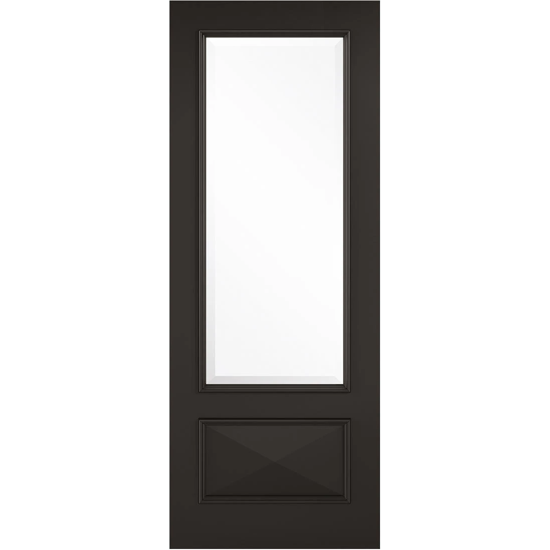 Knightsbridge 1 Pane 1 Panel Black Primed Internal Door Pair - Raised Mouldings - Clear Bevelled Glass 2 Knightsbridge 1 Pane 1 Panel Black Primed Internal Door Pair - Raised Mouldings - Clear Bevelled Glass - Image 2