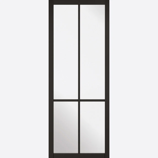 Liberty 4 Pane Black Primed Internal Door - Clear Glass 2 Liberty 4 Pane Black Primed Internal Door - Clear Glass - Image 2