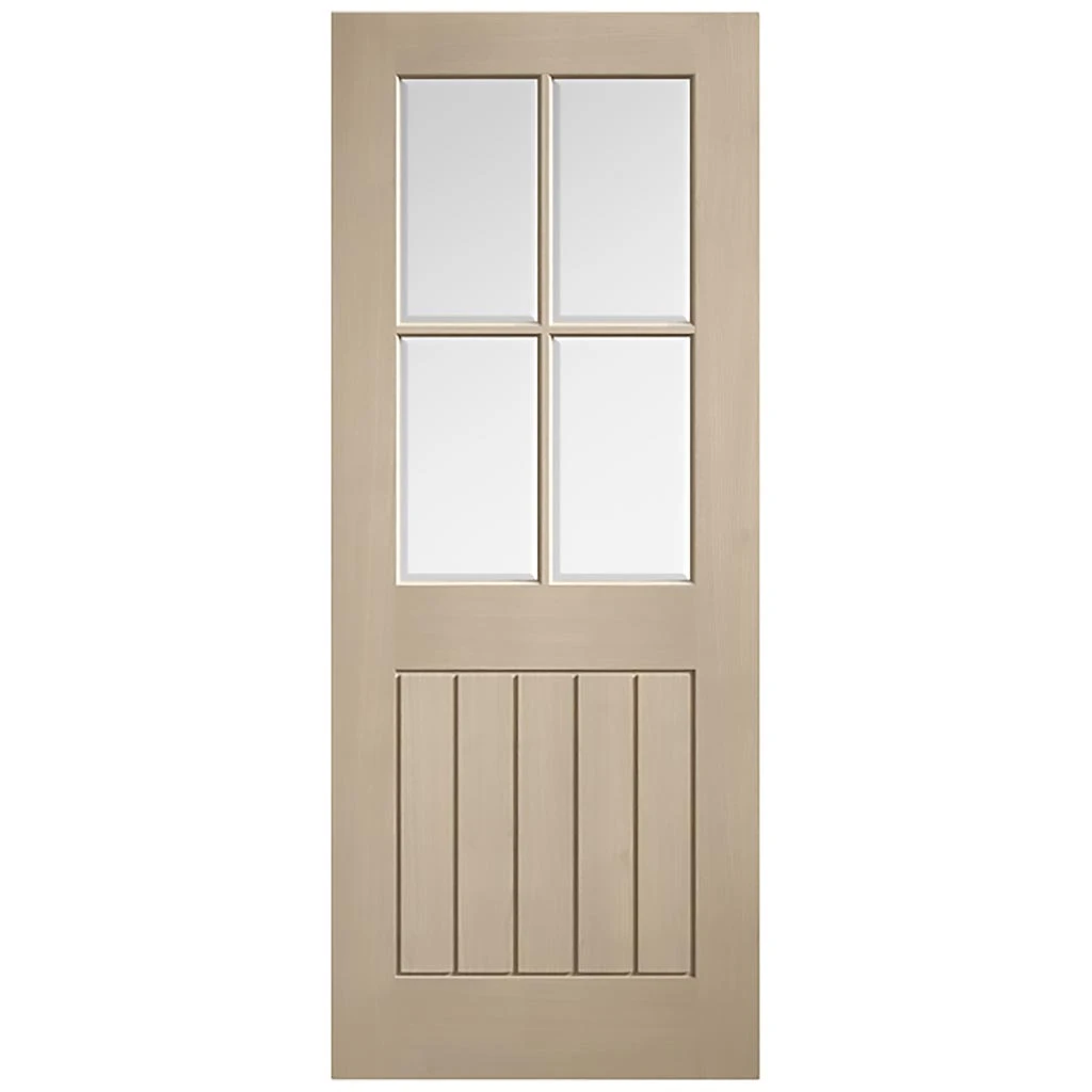 Mexicano Blonde Oak Internal Door - Vertical Lining - Clear Bevelled Glass - Prefinished 2 Mexicano Blonde Oak Internal Door - Vertical Lining - Clear Bevelled Glass - Prefinished - Image 2