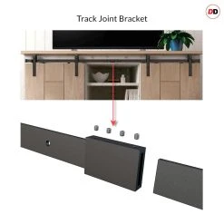 Double Sliding Door & Black Barn Track - Laminate Mexicano Light Grey Doors - Prefinished -LPD Door Board Track Joint Bracket connecting two single tracks directdoors