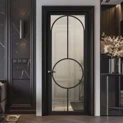 Bowery Black Internal Door - Clear Glass - Prefinished