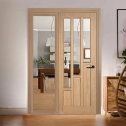ThruEasi Oak Room Divider - Coventry Contemporary Prefinished Door With Full Glass Side