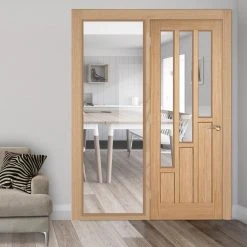 ThruEasi Oak Room Divider - Coventry Contemporary Unfinished Door With Full Glass Side