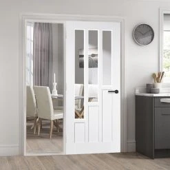 ThruEasi White Room Divider - Coventry Clear Glass Primed Door With Full Glass Side