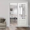 ThruEasi White Room Divider - Downham Bevelled Clear Glass Primed Door With Full Glass Side