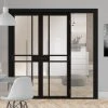 ThruEasi Black Room Divider - Greenwich Primed Clear Glass Unfinished Door Pair With Full Glass Side