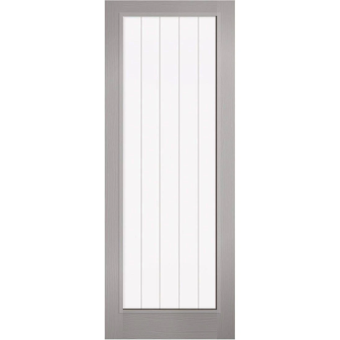 Moulded Textured Vertical 1 Light Grey Internal Door - Clear Glass Frosted Lines - Prefinished 2 Moulded Textured Vertical 1 Light Grey Internal Door - Clear Glass Frosted Lines - Prefinished - Image 2