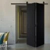 SpaceEasi Top Mounted Black Folding Track & Double Door - Montreal Charcoal Door - Prefinished