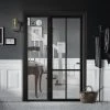 ThruEasi Black Room Divider - Liberty 4 Pane Primed Clear Glass Unfinished Door With Full Glass Side