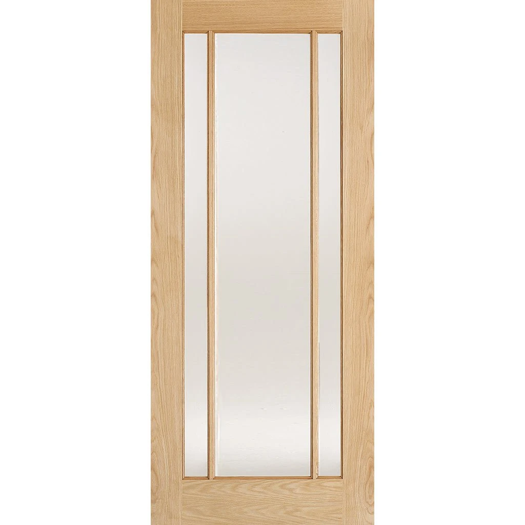 Saturn Tubular Stainless Steel Sliding Track & Lincoln 3 Pane Oak Double Door - Frosted Glass - Unfinished 3 Saturn Tubular Stainless Steel Sliding Track & Lincoln 3 Pane Oak Double Door - Frosted Glass - Unfinished - Image 3