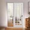 ThruEasi White Room Divider - Manhattan Bevelled Clear Glass Primed Door With Full Glass Side