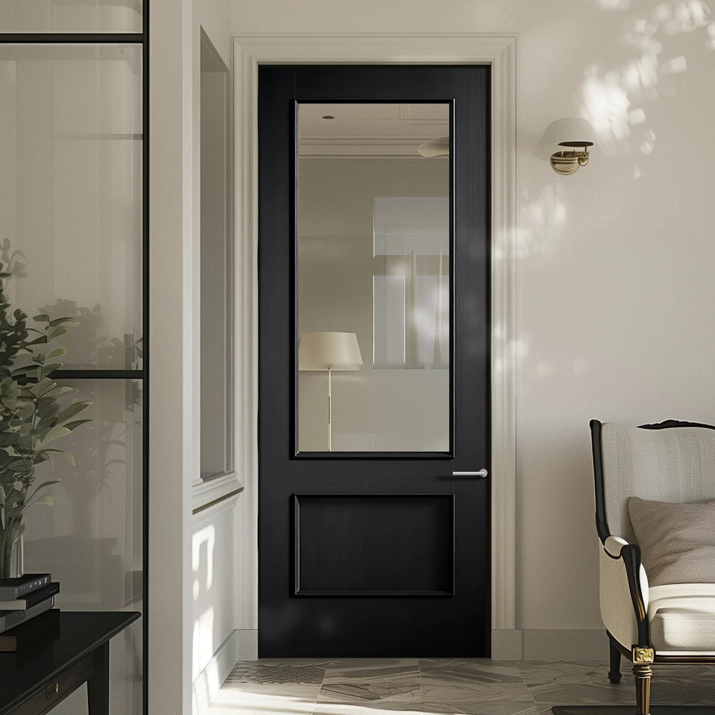 Murcia Black Panel Internal Door - Clear Glass - Prefinished 1 Murcia Black Panel Internal Door - Clear Glass - Prefinished