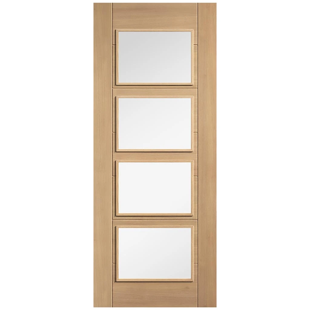 Carini 4L Oak Internal Internal Door - Clear Glass - Prefinished 2 Carini 4L Oak Internal Internal Door - Clear Glass - Prefinished - Image 2