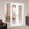 ThruEasi White Room Divider - Orly Clear Glass Primed Door Pair With Full Glass Side