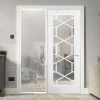 ThruEasi White Room Divider - Orly Clear Glass Primed Door With Full Glass Side