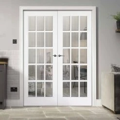 SA 15 Pane Internal Door Pair - Clear Glass - White Primed