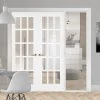 ThruEasi White Room Divider - SA 15L Clear Glass Primed Door Pair With Full Glass Side