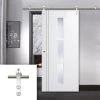 Saturn Tubular Stainless Steel Sliding Track & Sierra Blanco Door - Frosted Glass - White Painted