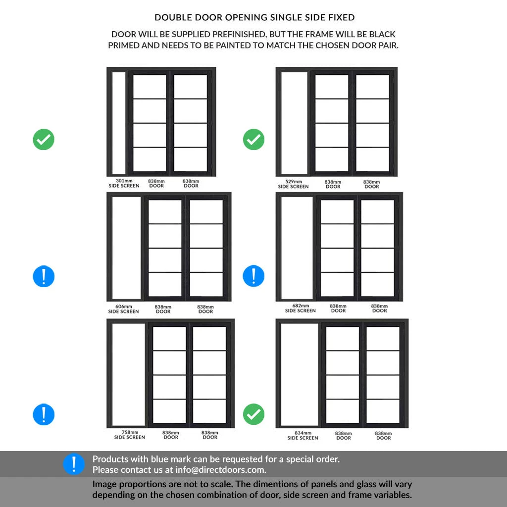 ThruEasi Room Divider - Soho 4 Pane Charcoal Clear Glass - Prefinished Door Pair With Full Glass Side 3 ThruEasi Room Divider - Soho 4 Pane Charcoal Clear Glass - Prefinished Door Pair With Full Glass Side - Image 3
