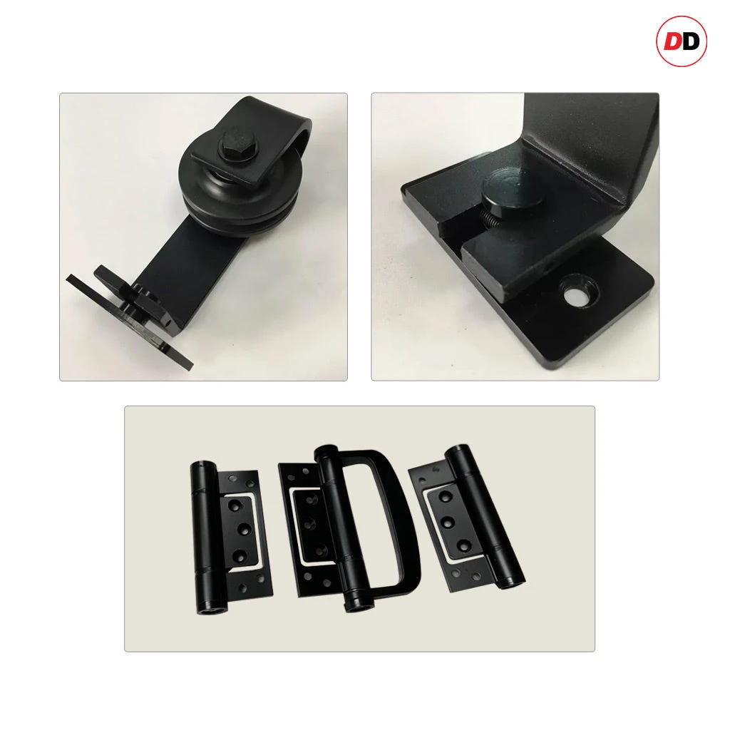 SpaceEasi Top Mounted Black Folding Track & Double Door - Kilburn 1 Pane Oak Door - Clear Glass - Unfinished 3 SpaceEasi Top Mounted Black Folding Track & Double Door - Kilburn 1 Pane Oak Door - Clear Glass - Unfinished - Image 3