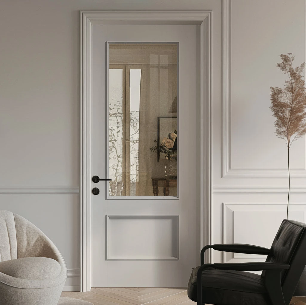 Murcia White Primed Internal Door - Clear Glass 1 Murcia White Primed Internal Door - Clear Glass