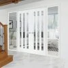 ThruEasi White Room Divider - Utah 3 Pane Clear Glass Primed Door Pair With Full Glass Sides