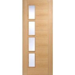 Saturn Tubular Stainless Steel Sliding Track & Vancouver 4 Pane Oak Double Door - Clear Glazed Offset - Prefinished -LPD Door Vancouver 4 pane oak glazed offset door 1edce2b1 9ffd 46fe be8f a84b0c4fc76a