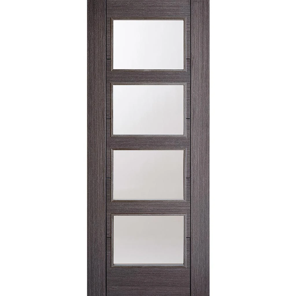 Saturn Tubular Stainless Steel Sliding Track & Vancouver 4 Pane Ash Grey Door - Clear Glass - Prefinished 2 Saturn Tubular Stainless Steel Sliding Track & Vancouver 4 Pane Ash Grey Door - Clear Glass - Prefinished - Image 2