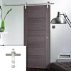 Saturn Tubular Stainless Steel Sliding Track & Vancouver Flush Ash Grey Door - Prefinished