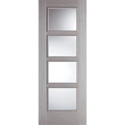 Saturn Tubular Stainless Steel Sliding Track & Vancouver Light Grey Door - Clear Glass - Prefinished -LPD Door Vancouver light grey clear glass e8c22b80 3beb 4d56 a358 9830d3a4fc1e