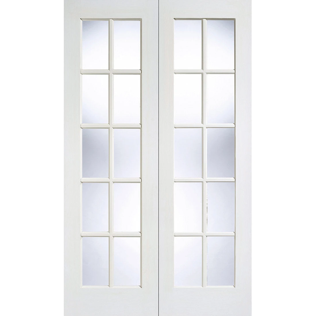 GTP SA 10 Pane Internal Door Pair - Bevelled Clear Glass - White Primed 2 GTP SA 10 Pane Internal Door Pair - Bevelled Clear Glass - White Primed - Image 2