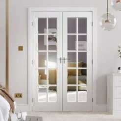 GTP SA 10 Pane Internal Door Pair - Bevelled Clear Glass - White Primed