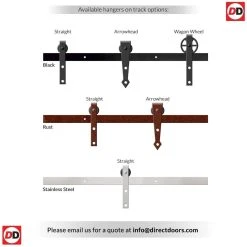 Single Sliding Door & Straight Antique Rust Track - Belize Light Grey Door - Clear Glass Frosted Lines - Prefinished -LPD Door aaa barn track options 8c2a1934 cc19 4db1 bced af951846abbd