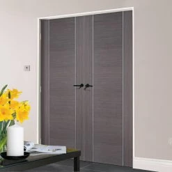 Bespoke Chocolate Grey Alcaraz Internal Door Pair - Prefinished