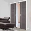 Chocolate Grey Alcaraz Double Evokit Pocket Door - Prefinished