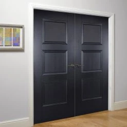 Amsterdam 3 Panel Black Primed Internal Door Pair