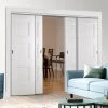 Pass-Easi Four Sliding Doors And Frame Kit - Amsterdam 3 Panel Door - White Primed