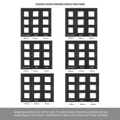 ThruEasi Room Divider - Antwerp 3 Pane Black Primed Clear Glass Unfinished Double Doors With Single Side -LPD Door antwerp black glazed door design modern door design