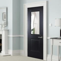 Arnhem Black Primed Internal Door - Clear Glass