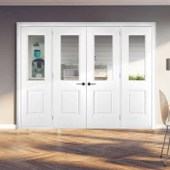 ThruEasi Room Divider - Arnhem 1 Pane 1 Panel Clear Glass White Primed Double Doors With Double Sides