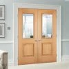 Arnhem 1 Pane/1 Panel Oak Internal Door Pair - Clear Glass - Prefinished