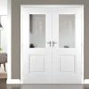 Arnhem 1 Pane 1 Panel Internal Door Pair - Clear Glass - White Primed