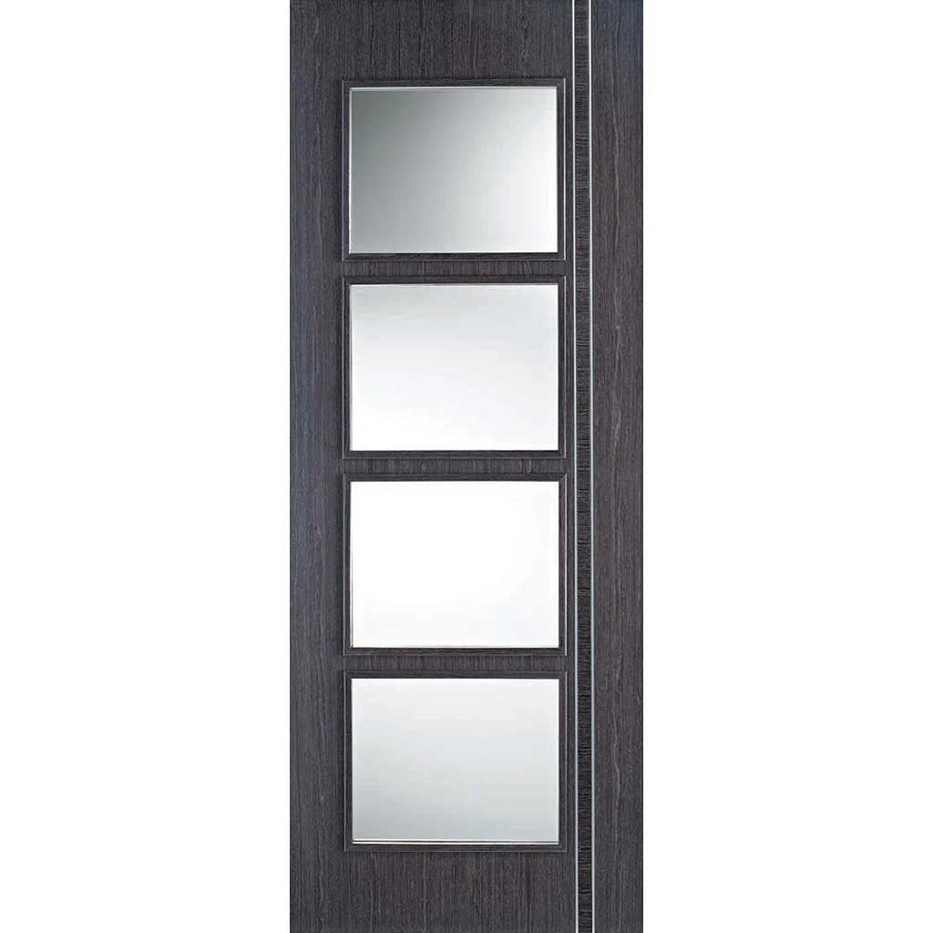Single Sliding Door & Wall Track - Zanzibar Ash Grey Door - Clear Glass - Prefinished 3 Single Sliding Door & Wall Track - Zanzibar Ash Grey Door - Clear Glass - Prefinished - Image 3